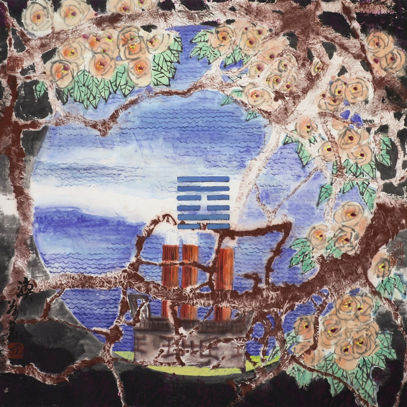 涣  集民抗灾64×64cm
